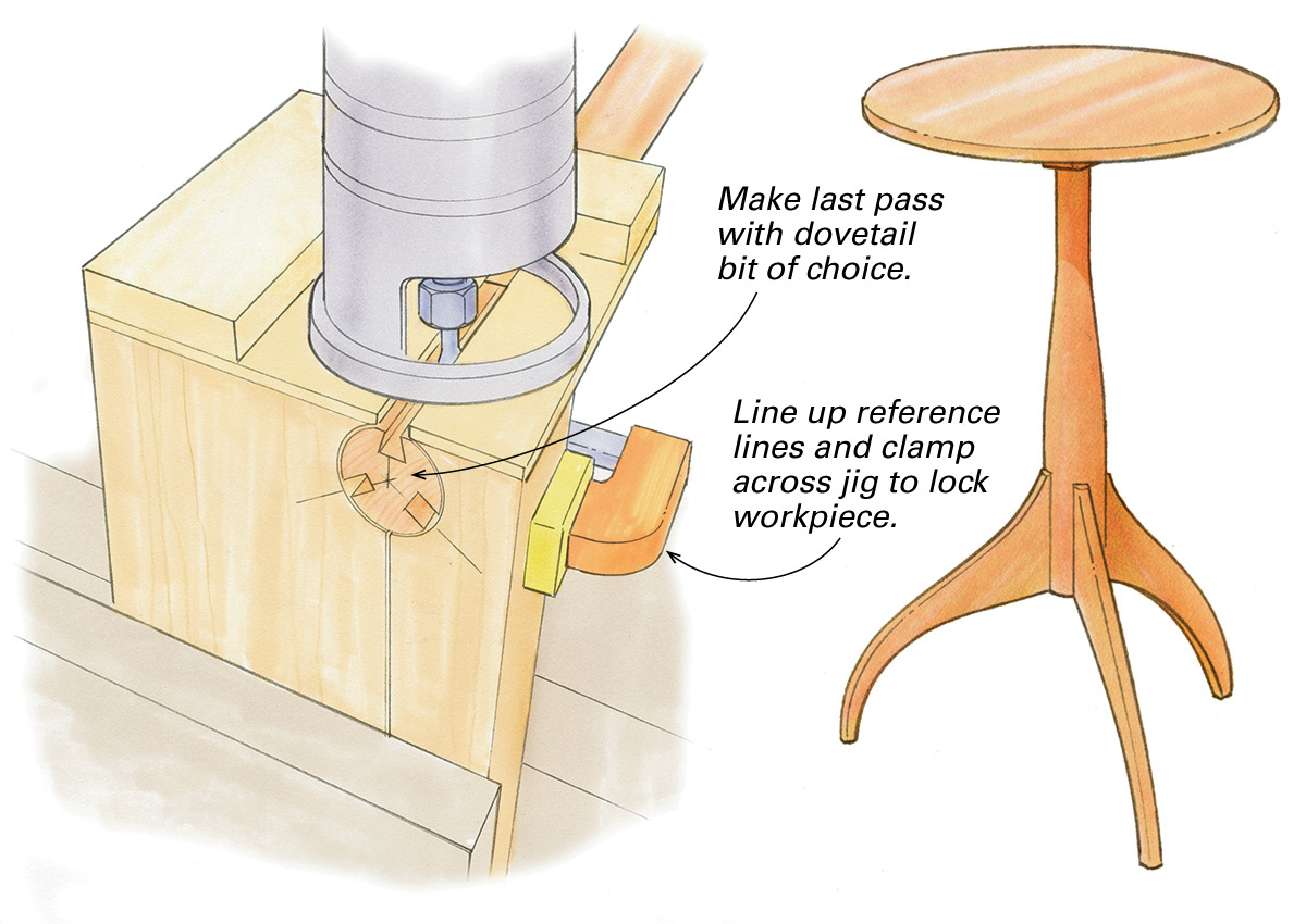 cutting sockets for three-legged table