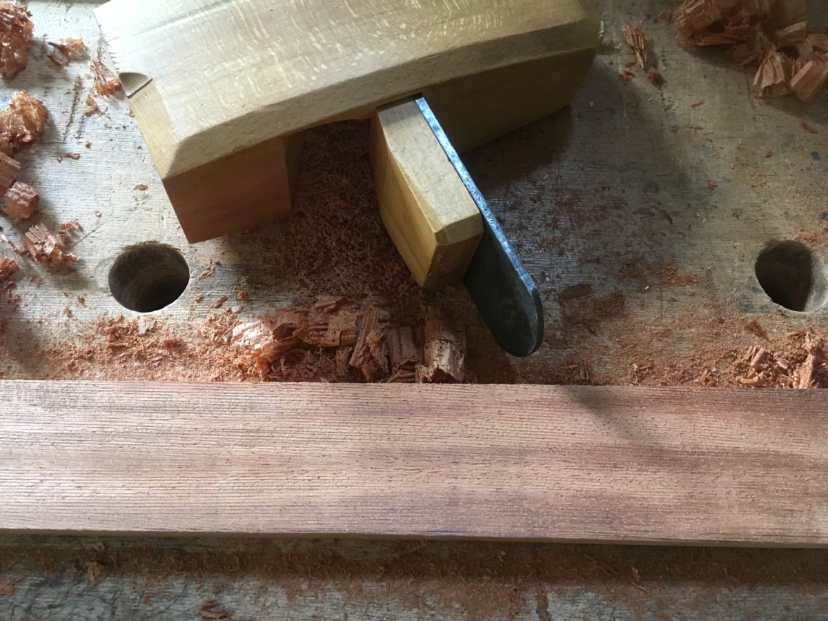 mahogany board planed with a toothing plane