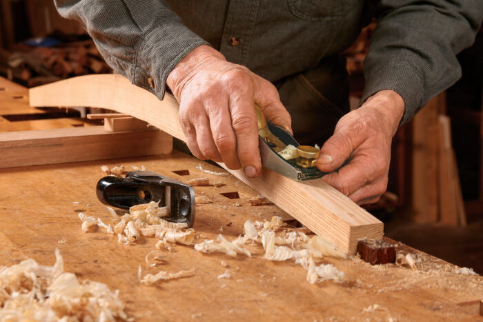refine curved parts with adjustable-mouth block plane